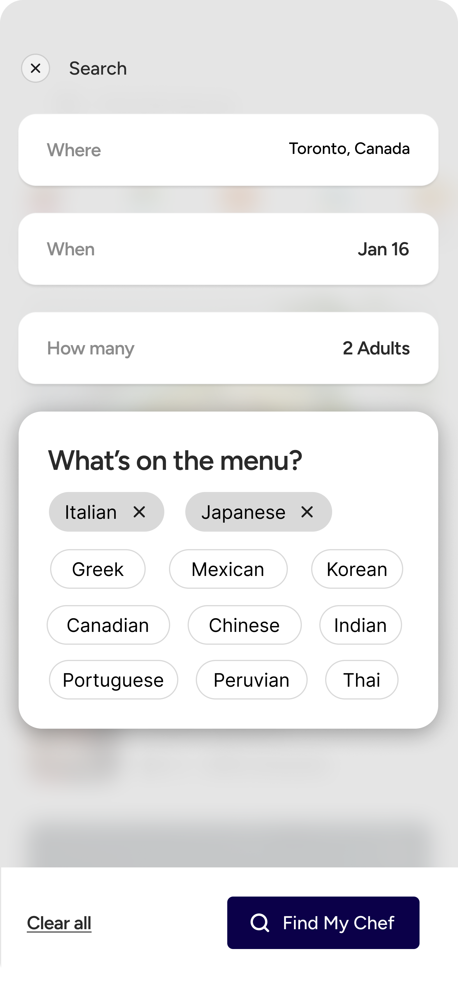 Chef Detail Screen